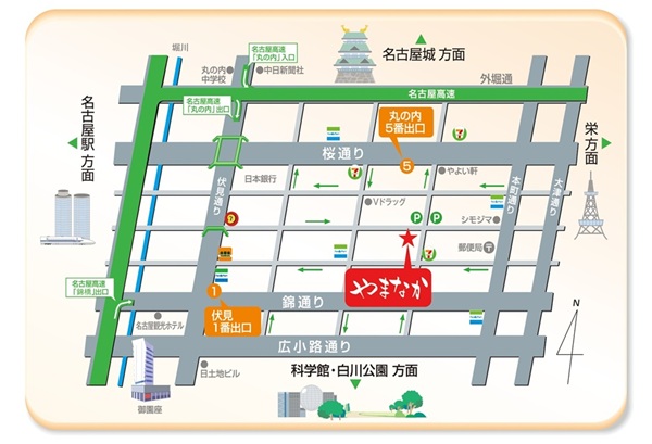 名古屋市の喪服販売店きものやまなか地図